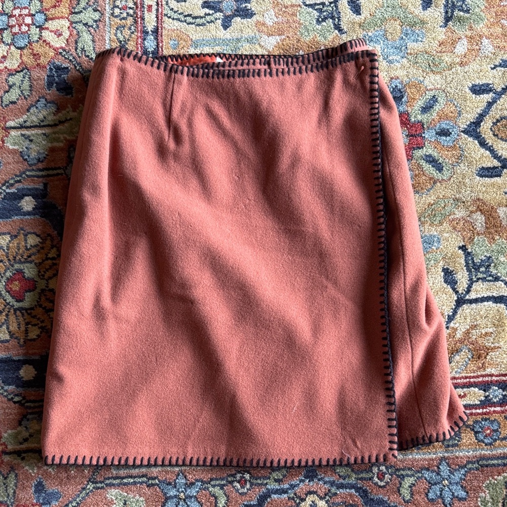 Vintage Holt Renfrew Rust Women's Wrap Skirt. Wool and Cashmere